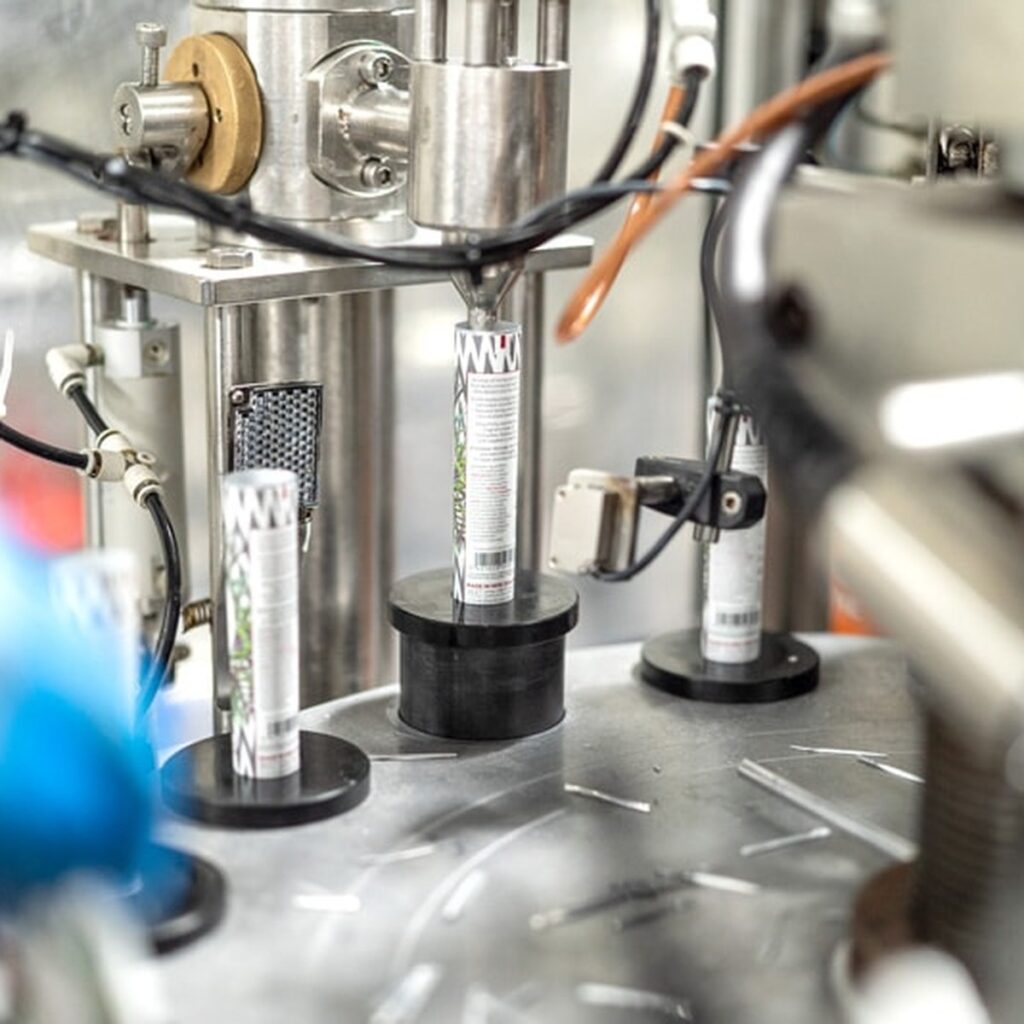Cosmetic tubes being filled on Shieling's automated filling line